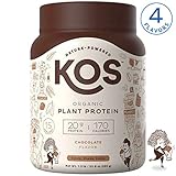 KOS Organic Plant Based Protein Powder - Raw Organic Vegan Protein Blend, 1.3 Pound, 15 Servings (Chocolate)