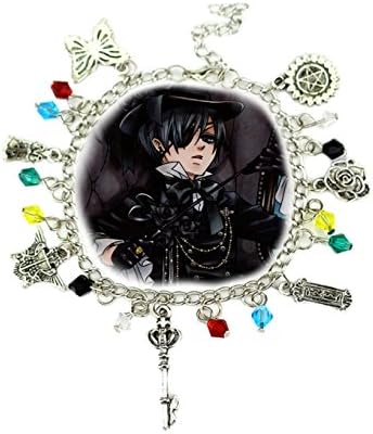 BLACK BUTLER 7 Themed Charms Assorted Silvertone Metal Charm BRACELET
