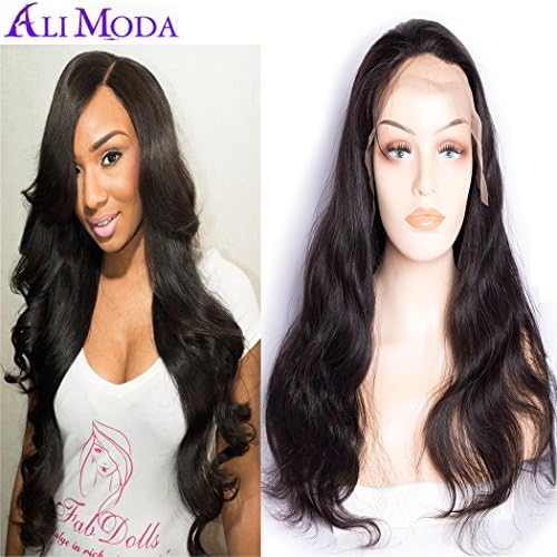 Ali Moda 180% Density Malaysian 360 Full Lace Frontal Wig Pre-Plucked Body Wave Virgin Human Hair with Baby Hair Natural Hairline 16 inch