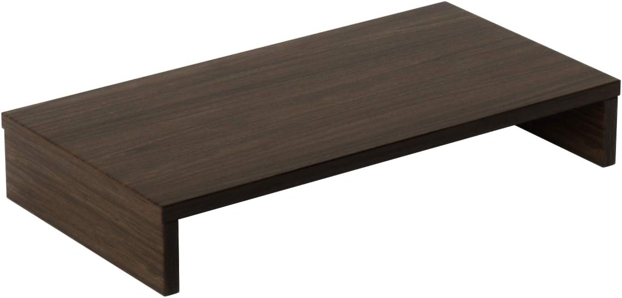 Bestier Monitor Stand Riser Wood Monitor Riser PC Stand Shelf for Desk Monitor/TV Stand Desktop Laptop Stand Wooden Desk Riser P2 Wood (Brown) : Office Products