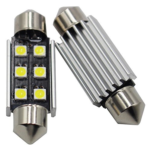 2-Pack 480 Lumens Xenon White 42MM(1.65") 12V Canbus Error Free Festoon Map Trunk Dome Light 3030 6-SMD No Polarity LED Bulbs for Vehicle 211-2 212-2 569 578