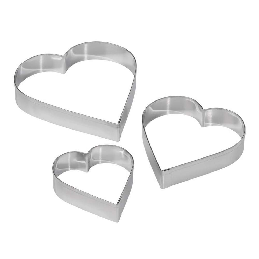 Tala Stainless Steel Heart Shape Cookie Cutters, Set of 3 cutters perfect for use with Cookie and Biscuit Dough, Pastry and Icing, perfect for making homemade treats and gifts