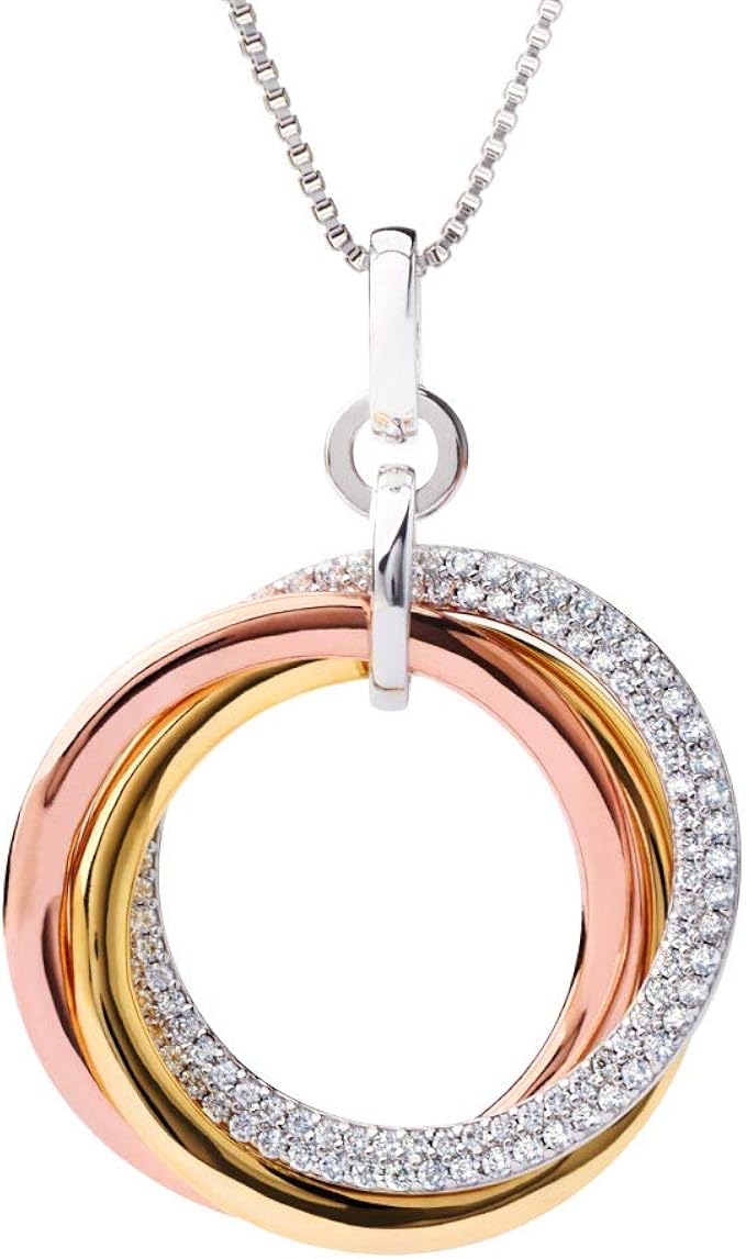 Amazon Gift From New York トリニティ ネックレス レディース 3色 3連 リング プラチナ 18金 K18 ゴールド 加工 ブランド プレゼント 女性 ネックレス 通販