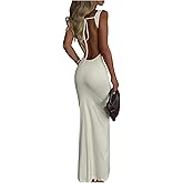 Verdusa Women's Open Back Long Party Dress Cowl Neck Sleeveless Wedding Guest Cocktail Bodycon Maxi Dresses
