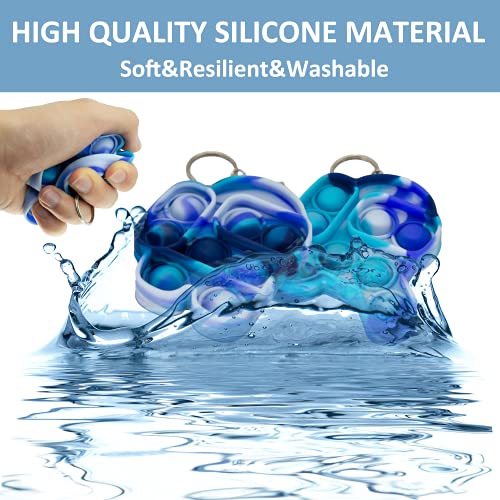 2PCS Mini Simple Dimple Fidget Toys Keychain, Small Among-Us Push Pop Its Bubble Sensory-Toys, Stress Reliever Squeeze Tiny Pop Fidget Toys Keychain Gadgets Gift for Girls Boys (Stand Blue+Run Blue)