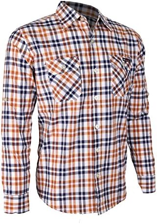 G Zap Men's Long Sleeve Button Down Patterned Top(MENTOP-CAS,ORN-L)