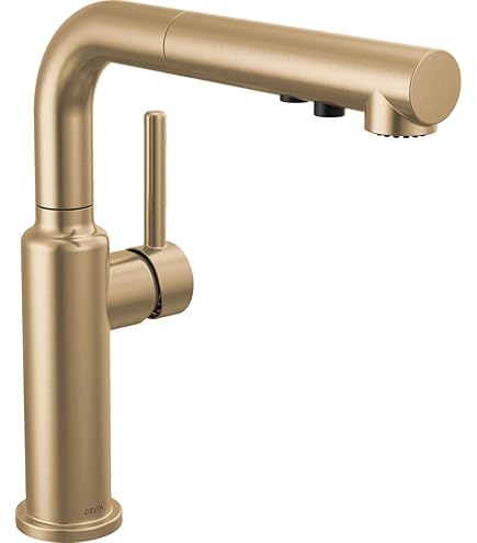 Delta Almari Brushed Gold Kitchen Faucet with Pull-Out Sprayer