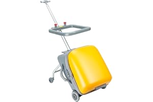 LemoHome Expandable Luggage with Spinner Wheels,Large Suitcases with Child Seat Design,Hard Luggage for Women and Men,20 inch Hardside Carry on Luggage for Travel (Yellow)