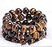 Real Natural Gemstones Bracelet, Genuine Tiger Eye Semi-Precious Stone Healing Power Crystal Stretch Beaded Bracelet,Unisex (Tiger Eye Bead Diameter:8mm)