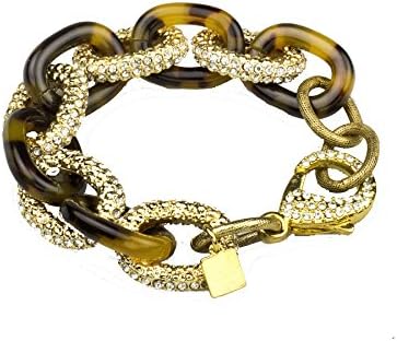 John Wind, 7.5-8.5" Tortoise &amp; Pave Chain Bracelet, Gold