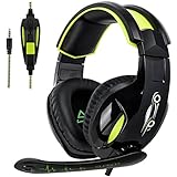 Gaming Headset for Xbox One Controller, PS4, SADES Stereo PC Gaming Headset with Mic, Noise Cancelling Over Ear Gaming Headphones with Soft Memory Earmuffs for Laptop Mac Nintendo Switch Games