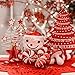Valery Madelyn Christmas Ball Ornaments Decor, 155ct Traditional Red and White Shatterproof Assorted Christmas Tree Ornaments Value Pack for Xmas Holiday Decoration