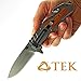 TEK Spring Assisted Opening Folding Rescue Pocket Knife - Titanuim Grey Handles with Beautiful Rosewood Inlay- Razor Sharp Drop Point Blade - Glass Breaker & Seat Belt Cutter Included - NEW
