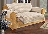 Elegance Linen Quilted Slip Cover Water-Absorbent Furniture Protector for Sofa, Natural