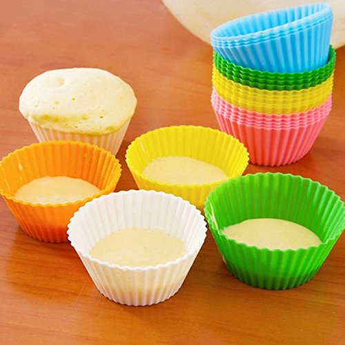 Naomi 2.75" Silicone Baking Cups,24 pcs Muffin Cups- Reusable & Nonstick Muffin Cupcake Molds- Reusable Cupcake Liners in 8 Different Colors