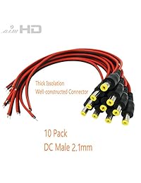 aimhd 10 pares Male & Female DC Pigtail Conectores de alimentación para CCTV Cámara de vigilancia sistema de video (2.1 mm X 5,5 mm)