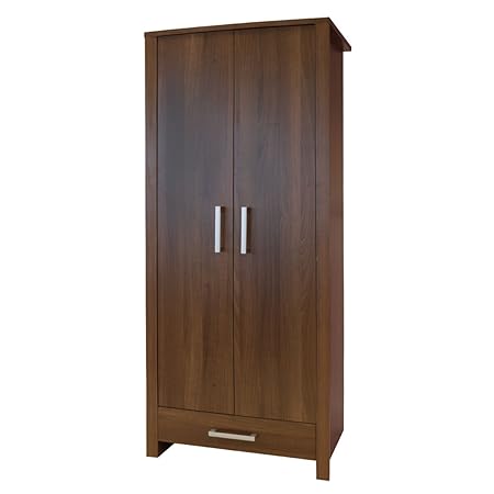 2 Door With 1 Drawer Walnut Effect Wardrobe Blisley