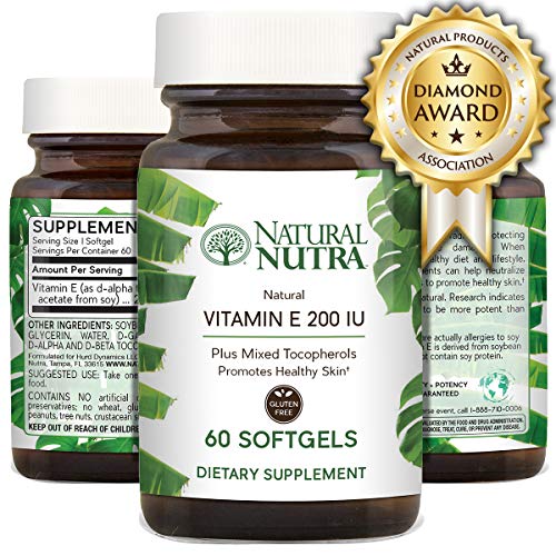 Natural Nutra d-Alpha Tocopherol Vitamin E 200 IU Supplement for Skin ...