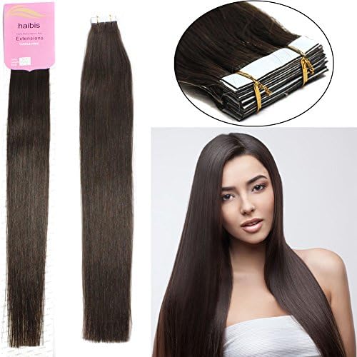 habis Remy Human Hair Extensions Tape In Straight Hair 20pcs#02 24''