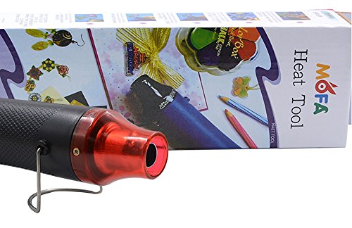 Heat Gun,mofa Hot Air Gun Tools Shrink Gun with Stand For DIY Embossing And Drying Paint Multi-Purpose Electric Heating Nozzle 300W 110V with 40PCS Shrink Tube(Black,Red)