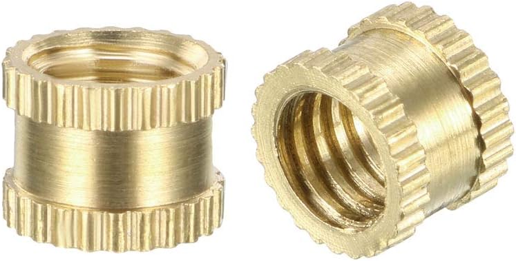 sourcing map Knurled Insert Nuts - 50Pcs M6 x 6mm Length x 8mm OD Female Thread Brass Threaded Insert Embedment Nut for 3D Printer
