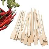 ZHUMU 4.3 Inch Cake Fruit Bamboo Picks Paddle Skewers BBQ Picks (Pack Of 200)