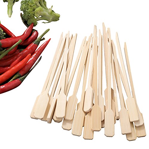 ZHUMU 4.3 Inch Cake Fruit Bamboo Picks Paddle Skewers BBQ Picks (Pack Of 200)