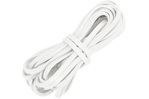 uxcell Flat Leather Cord, 5.5 Yard 5mm Leather String Strips Lacing for DIY Crafts Making Bracelet Purse Strap, Pure White