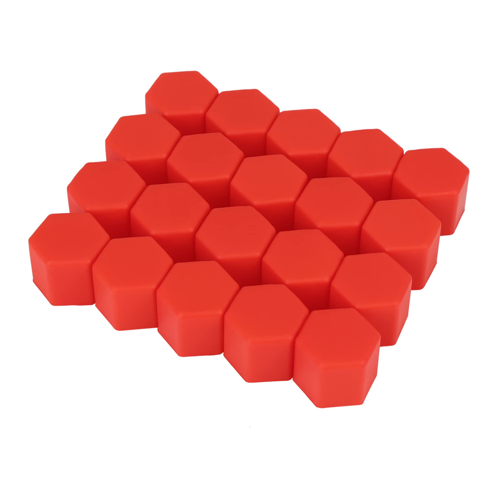 X AUTOHAUX 20pcs 21mm Red Silicone Car Wheel Nut Lug Hub Covers Dust Caps