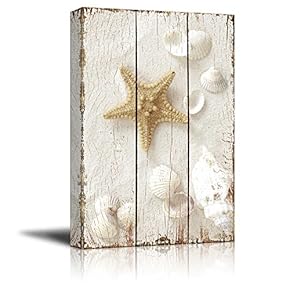 Star Fish and Sea Shells on The Sand - Canvas Art Wall Art - 12"x18"