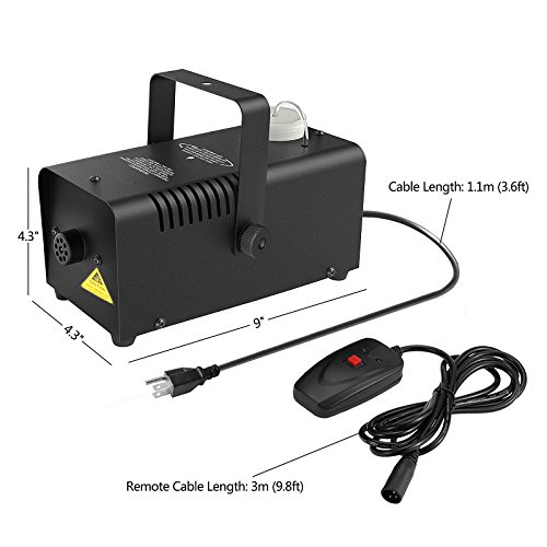 Portable Fog Machine 400-Watt Wired Remote Controlled Stage Smoke Machine for Halloween Party Weddings - Thumbnail 3