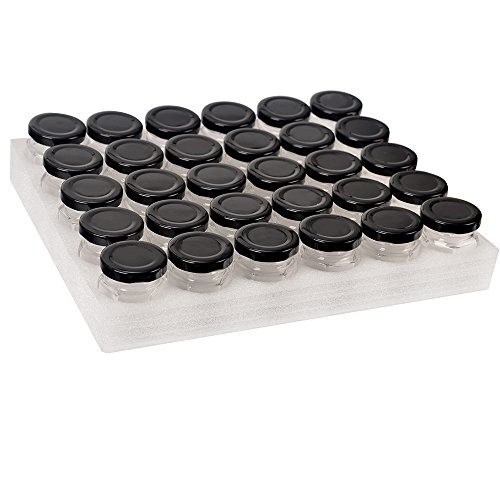 30 pack 1.5 oz 50ml Mini Clear Glass Jam Jars for Jam, Honey,candiesï¼ŒBaby Foods, DIY Magnetic Spice Jarsï¼ˆComes with black lidsï¼‰