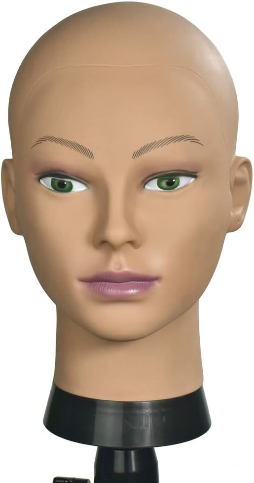 RSM Bald Female Training Head Cosmetology Mannequin Head for Wigs Making and Display with Free clamp, Skin Tone - Image 5