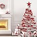NICEXMAS Christmas Tree Toppers Star Treasures Glittered Decoration Ornament, 9 inch (Red)