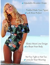 Skylety Trajes de baño de una pieza con estampado floral y volantes al hombro