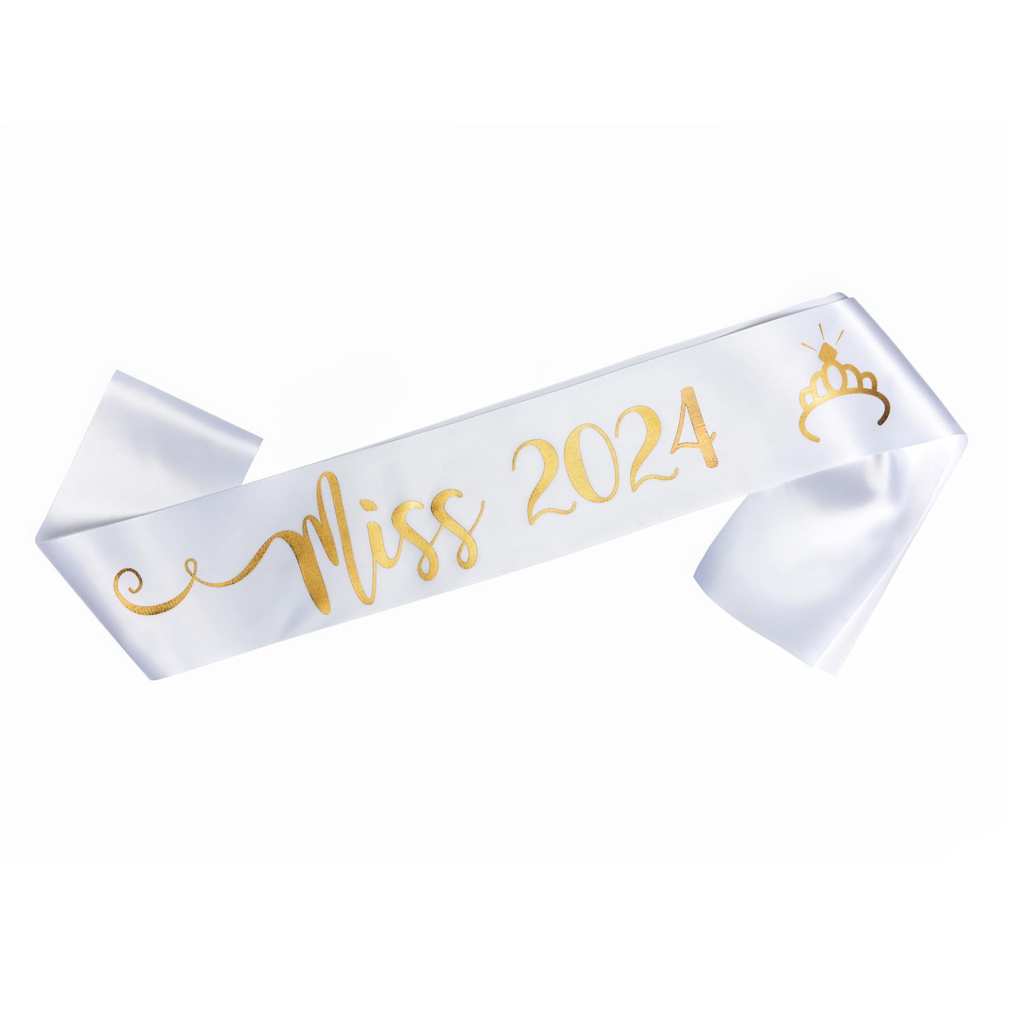 OMISS - MISS 2024 Sash for Festive Event - White Sash with Gold Lettering, White