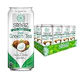 Steaz Organic Iced Green Tea, Cocount Water, 16 Ounce (Pack of 12)