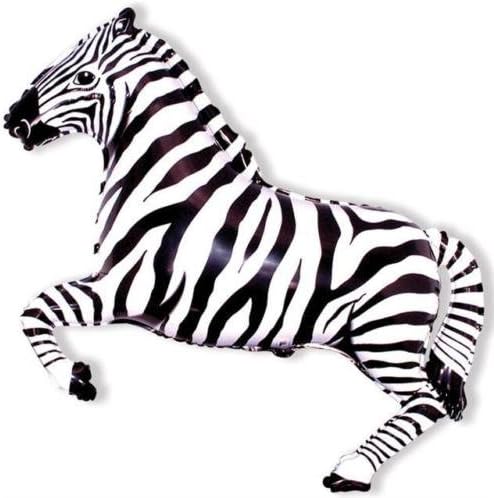 33 Inch Black and White Zebra Shaped Foil Balloon, White,black, Large