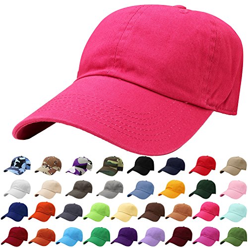 Falari Women's Baseball Cap Hat 100% Cotton Adjustable Size Hot Pink 1820