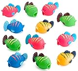 Vinyl Fish Squirts - Pack Of 12 - 2.25 Inches Assorted Colors Tropical Fish Water Toys - Bath Time Fun – For Kids Boys And Girls Party Favors, Fun Gift, Prize, Piñata Fillers - By Kidsco