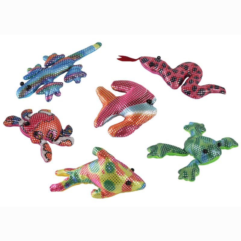 jameitop®Sandtiere 6 STÜCK Tierfiguren Meerestiere Echsen Tiere Drachen Schlange Stofftier gefüllt mit Sand 3-6 Verschiedene kreatives Give-Away für Kinder oder Tombola Preis 2