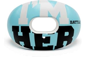 Battle I'm Her Oxygen Football Mouthguard, No-Boil, Max Airflow, Convertible Strap, Braces-Compatible, Youth and Adult (Light