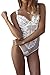Aranmei Women Hollow Out Lace One Piece Bodysuit Teddy Lingerie (White, Small)