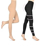 Wegitcs Compression Pantyhose for Women & Men, Footless 20-30mmHg Medical Graduated Compression Leggings, Waist High Support Tights, Opaque Stockings for Varicose Veins Edema Post Surgery