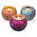 WALTSOM Scented Candles Set, Handmade Mosaic Design 3 x 5.0Oz Natural Soy Wax Candles, Vanilla Travel Candle for Halloween, Christmas Candles Gift, Home Decoration 3 Pack