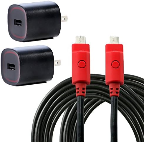 2 Pack, Micro USB 2.1 AMP Rapid Charge Wall Charger 6ft Cable For Cellphones and Tablets, By Evenu