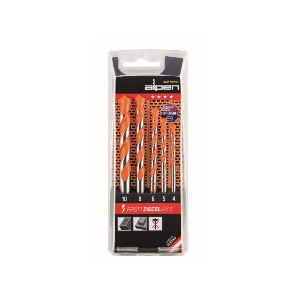 Alpen 200705100 "Profi" PH Brickwork Drill Bit Set, Silver/Brown, Set of 5 Piece