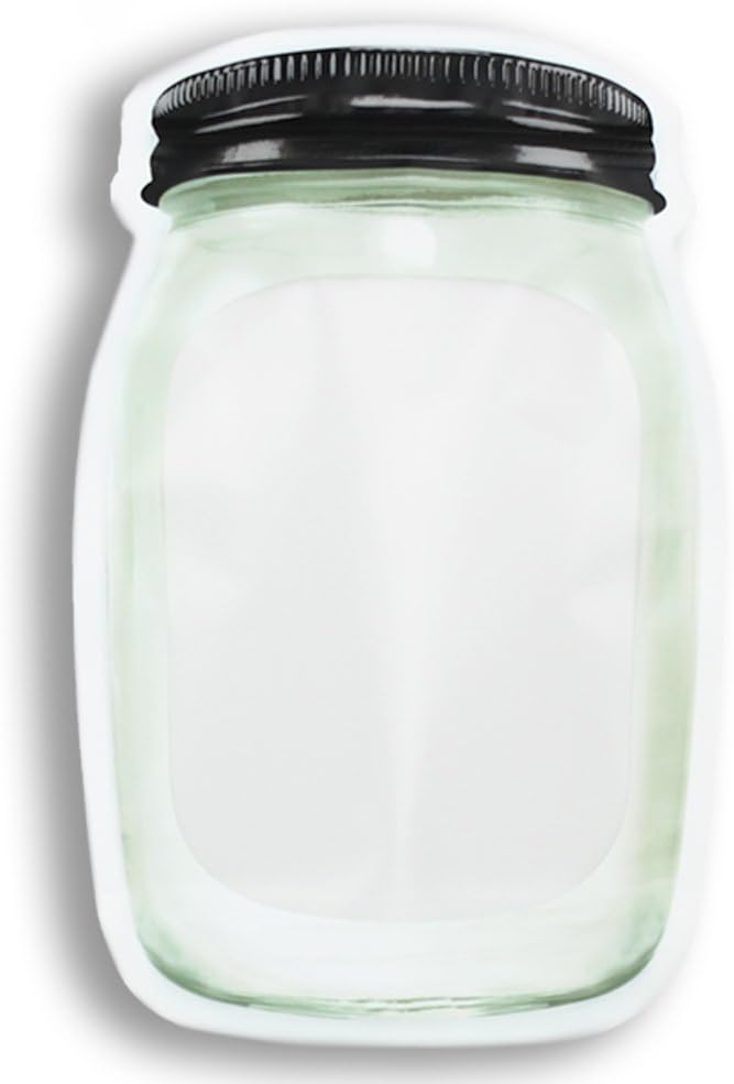 Mason Jar Zipper Bags - Frosted with Black Lid (12 Pack)