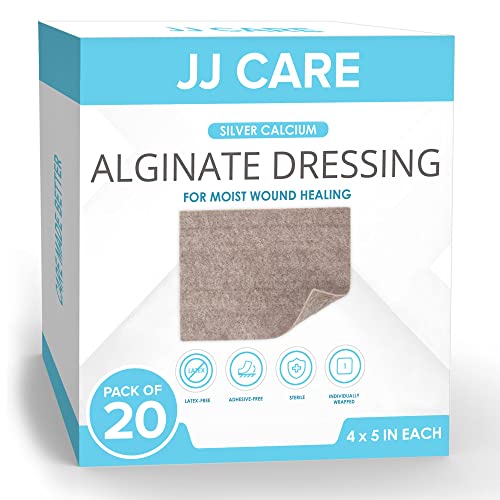 JJ CARE Silver Calcium Alginate Wound Dressing (Pack of 20) 4x5