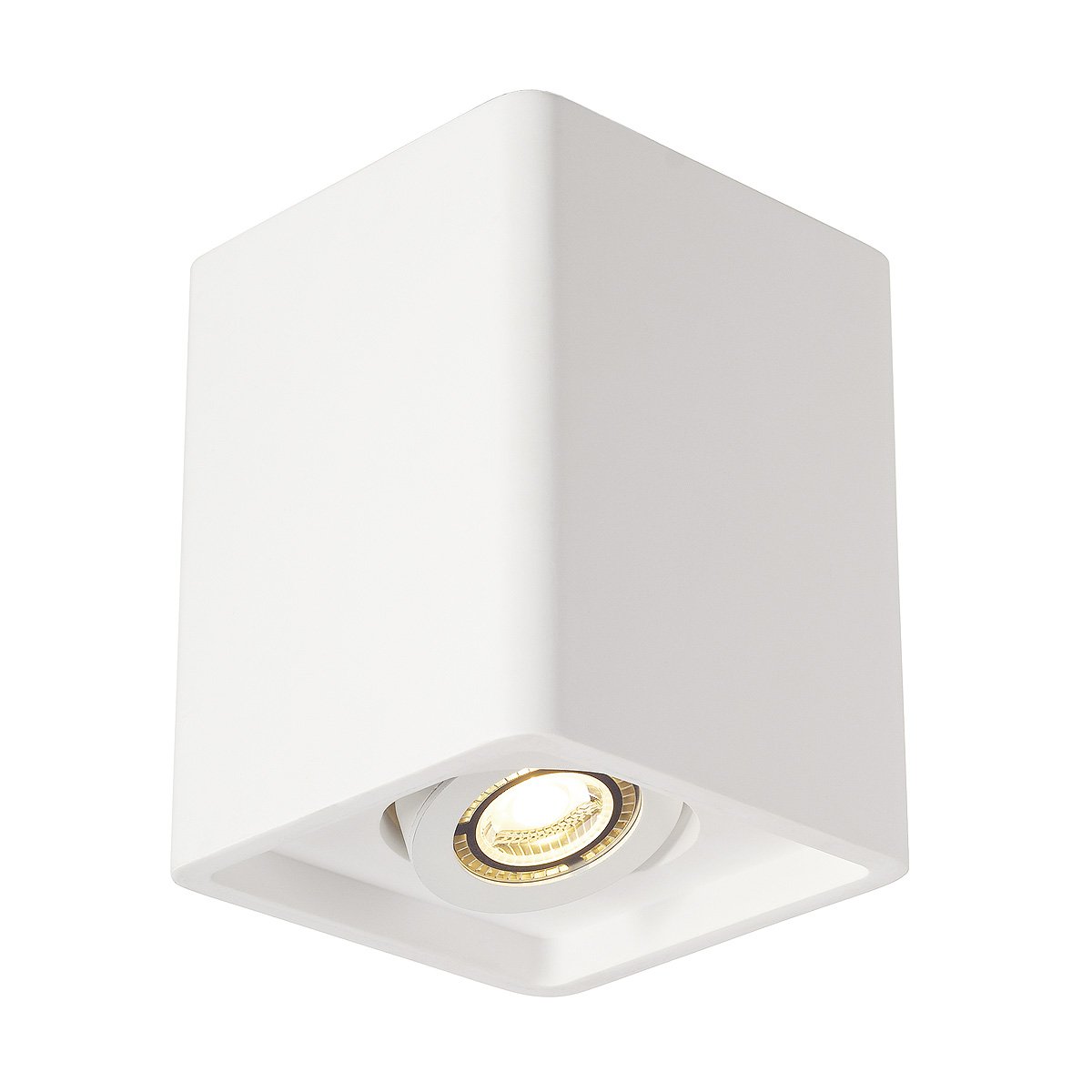 SLV PLASTRA Box 1 Ceiling Light, Angular, White Gypsum, 1xGU10. max. 35W, Steel